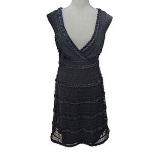 Vintage 90's Tadashi Black Sequin Detail Sheath Cocktail Party Dress Women Sz 10